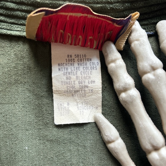 💀 SOLD 💀 Vintage 90s Green Corduroy Button Down Shirt Dress by Studio Ease ~ L - Picture 7 of 8